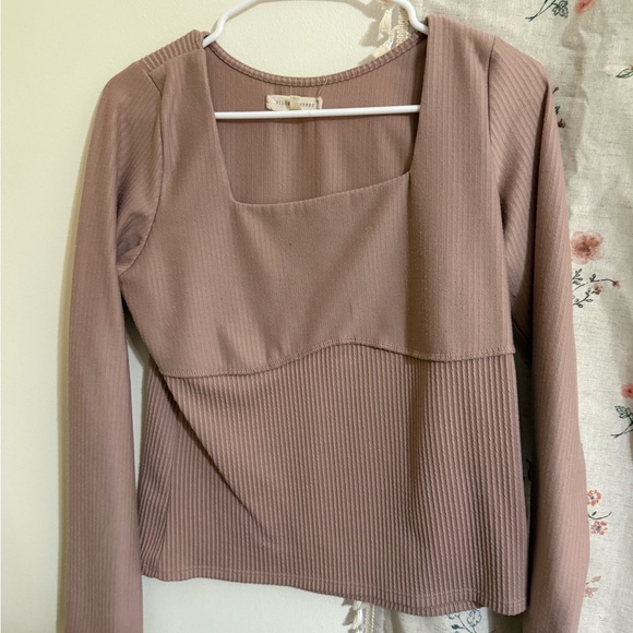 Buckle Tops - Buckle Mauve Ribbed Long Sleeve Top